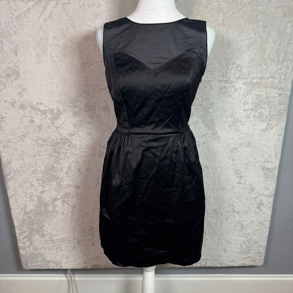 Erin Fetherston Womens Black Sheer Mesh Bow Back Cocktail Dress Size 2